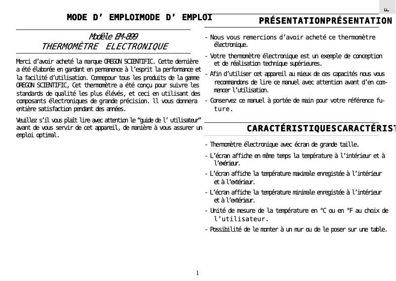 Página 1 del manual Manual de usuario Oregon Scientific EM899