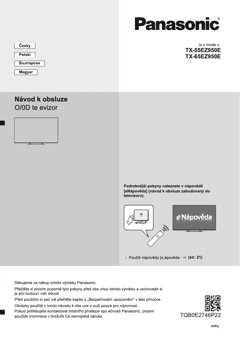Imagen de la primera página del manual del dispositivo TX-55EZ950E