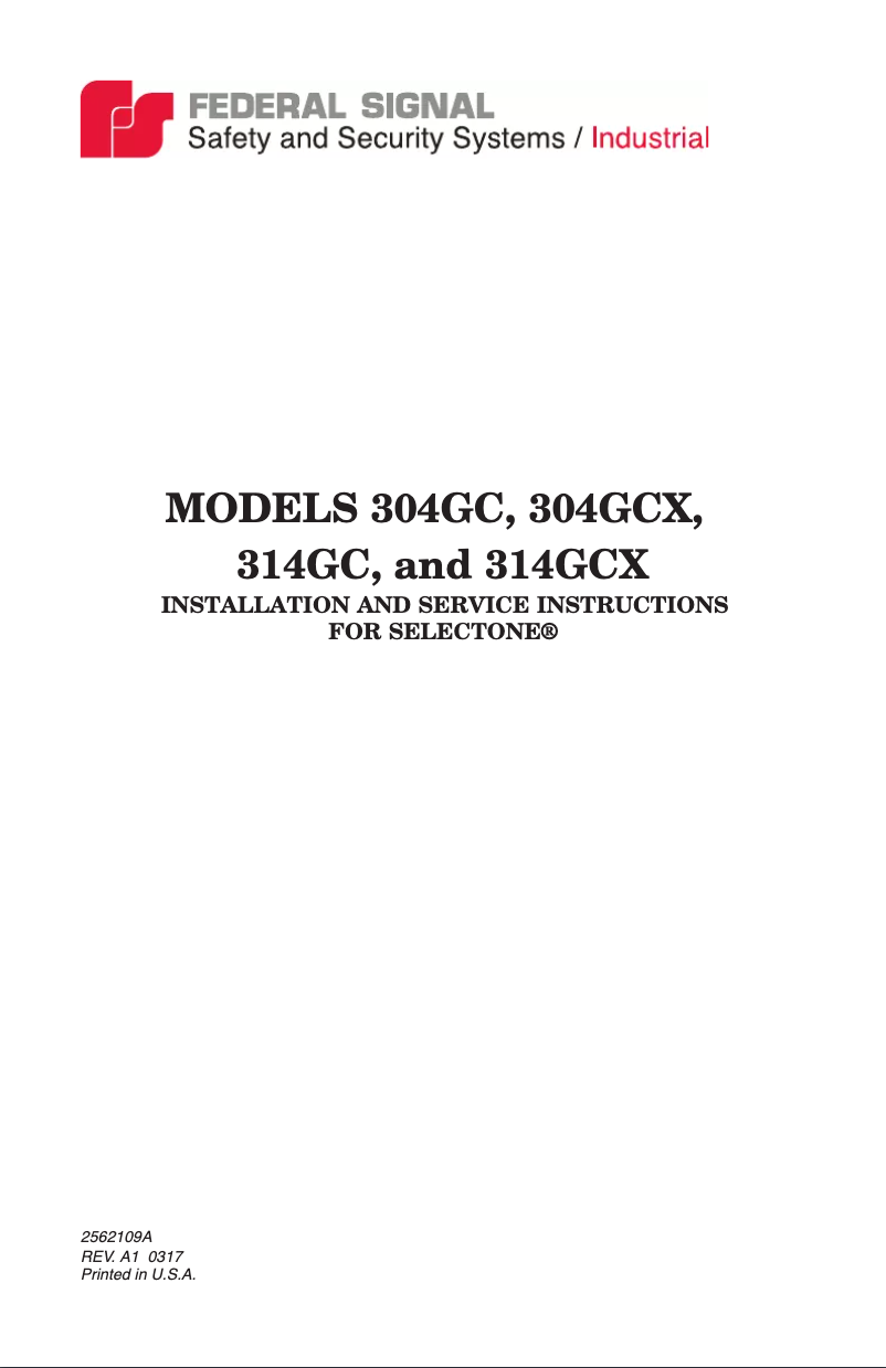 Imagen de la primera página del manual del dispositivo SelecTone 314GC