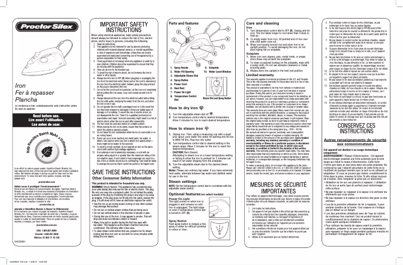 Página 1 del manual Manual de usuario Proctor Silex 17291R