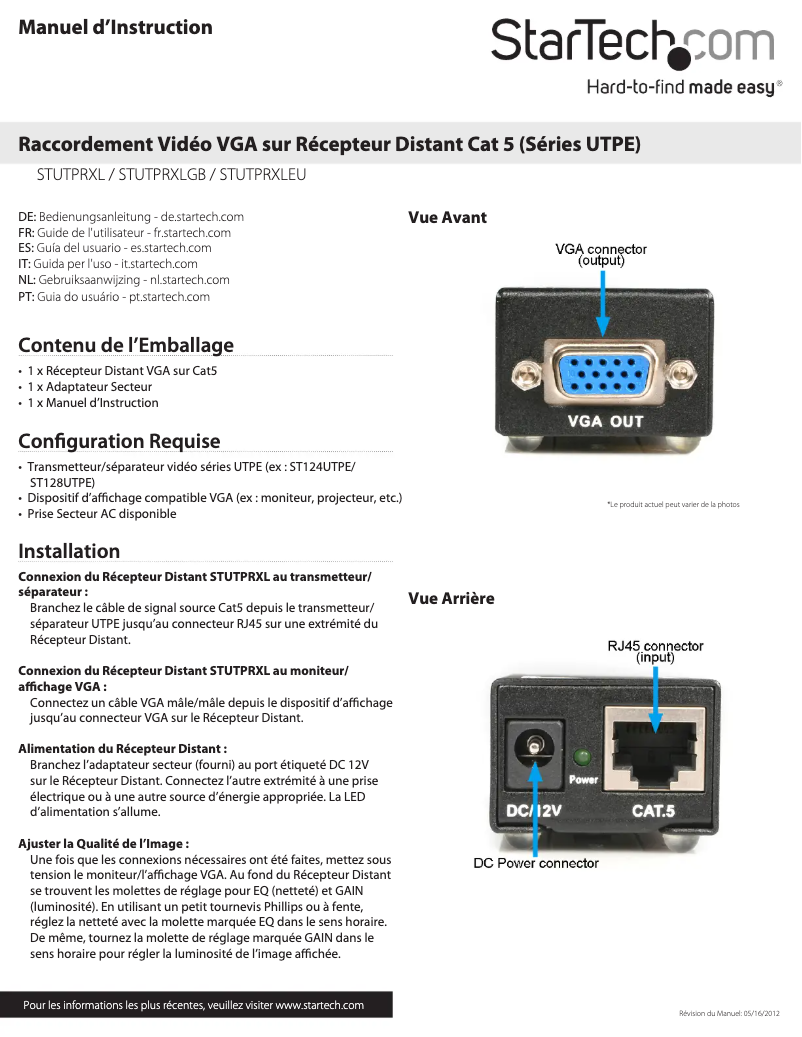 Página 1 del manual Manual de usuario StarTech.com STUTPRXLEU