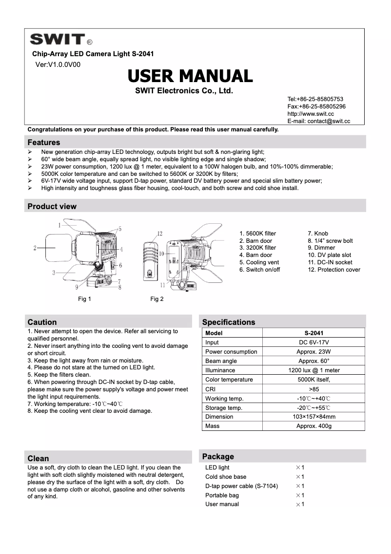 Página 1 del manual Manual de usuario SWIT S-2041