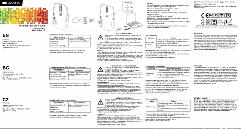 Imagen de la primera página del manual del dispositivo CNS-CMSW01