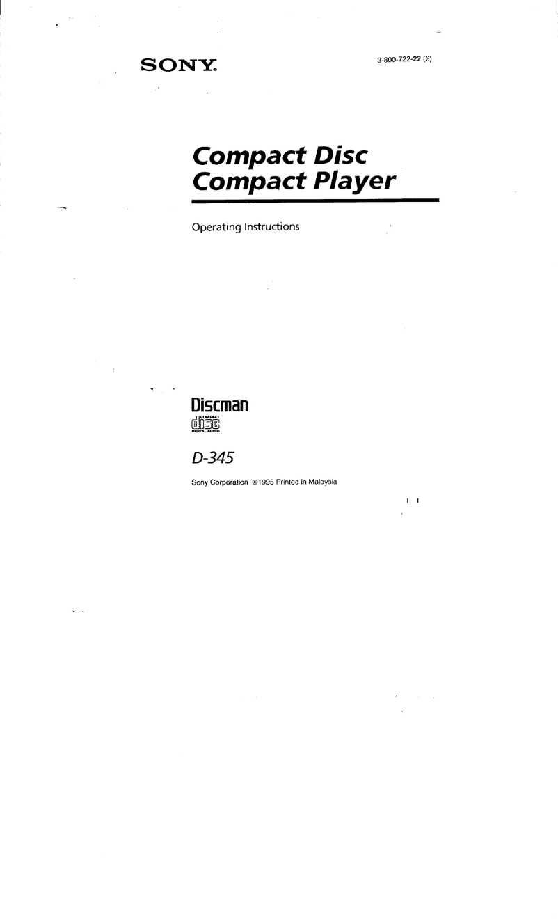 Imagen de la primera página del manual del dispositivo Discman D-345