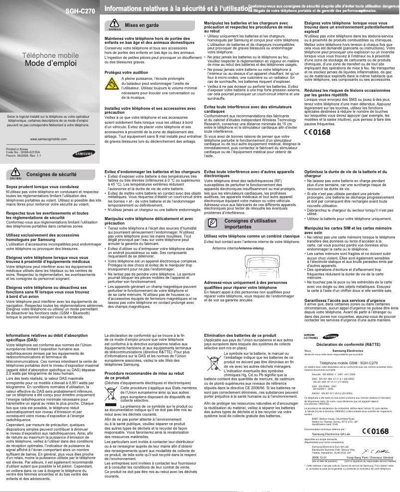 Imagen de la primera página del manual del dispositivo C270