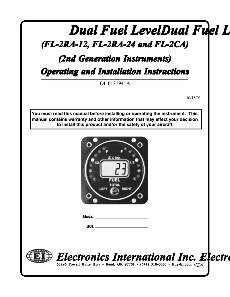 Página 1 del manual Manual de usuario Electronics International FL-2RA-12