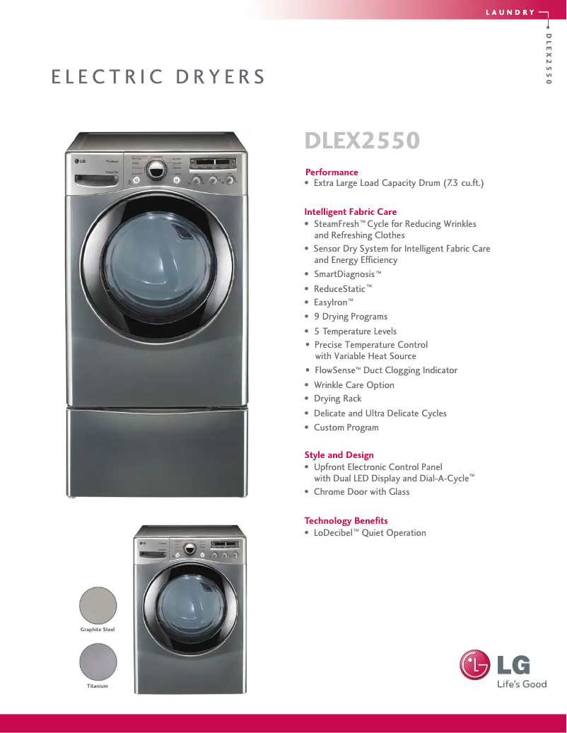 Página 1 del manual Ficha técnica LG DLEX2550V