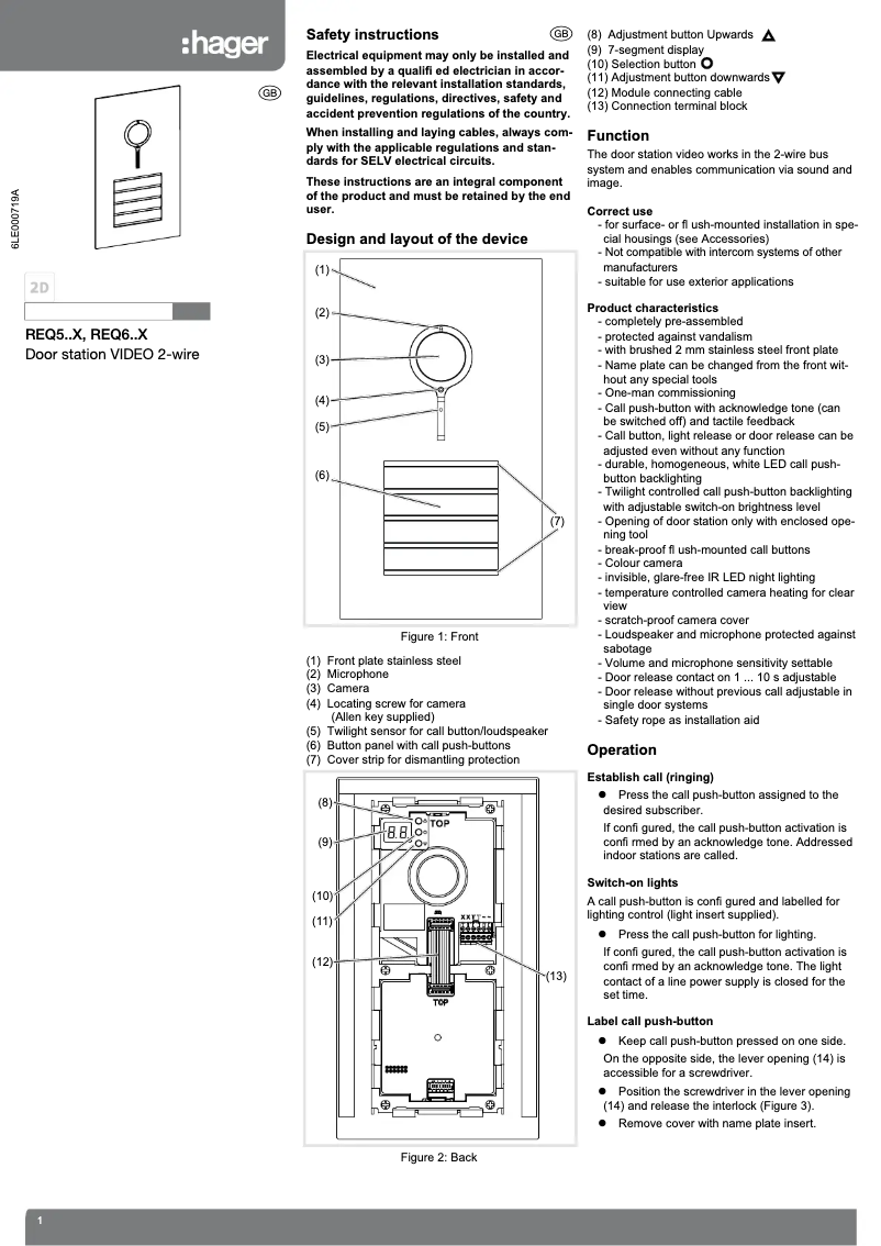 Imagen de la primera página del manual del dispositivo REQ504X
