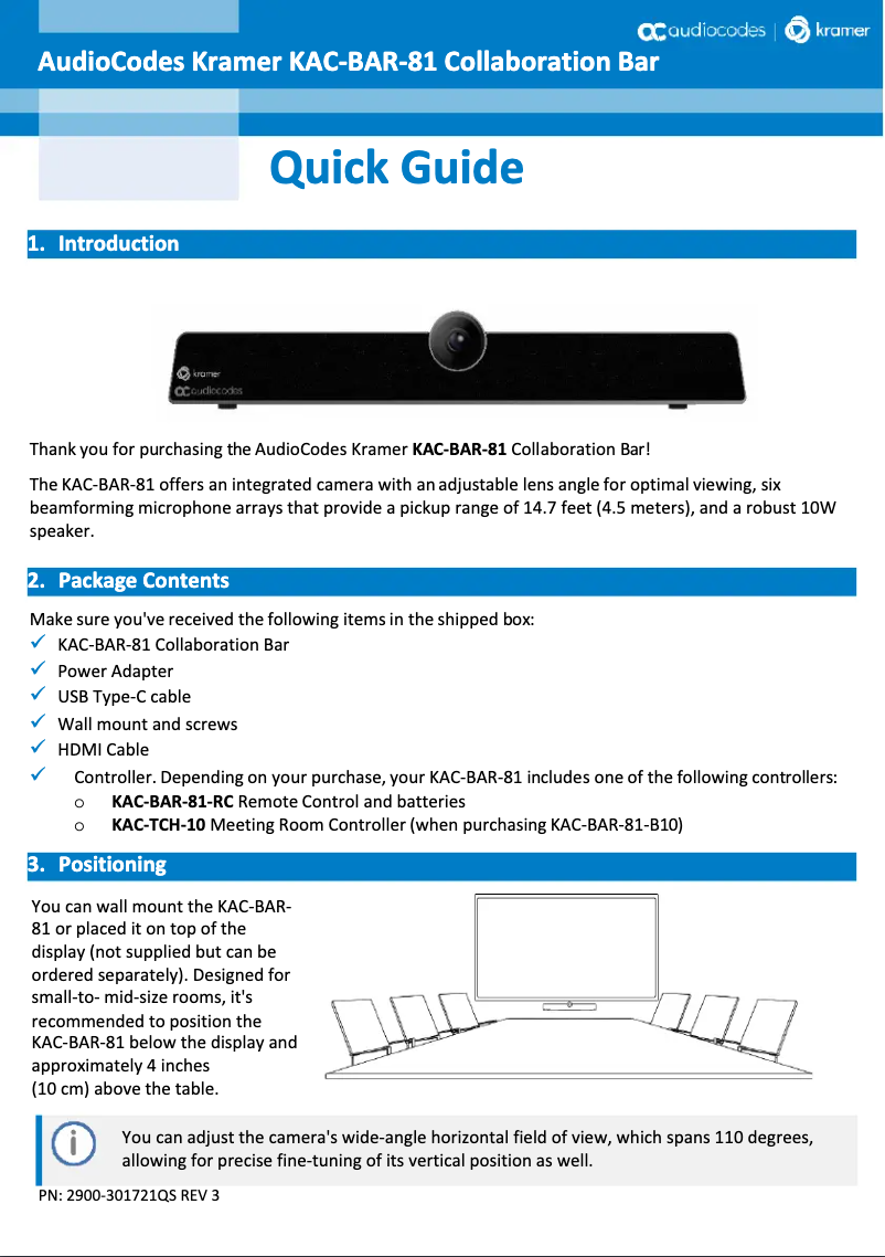 Imagen de la primera página del manual del dispositivo KAC-BAR-81