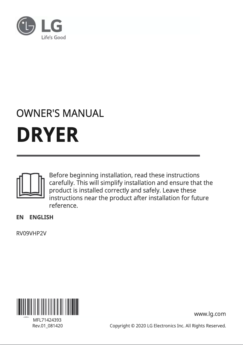 Imagen de la primera página del manual del dispositivo RV09VHP2V