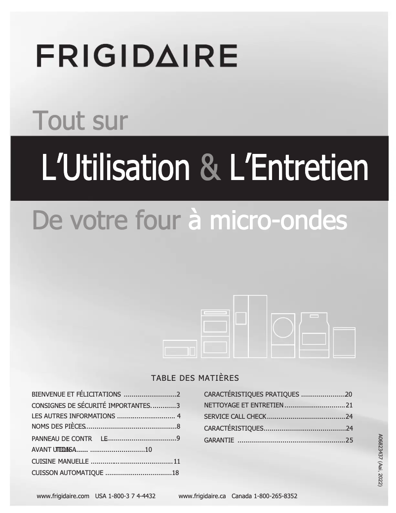 Página 1 del manual Manual de usuario Frigidaire GMOS1962AF