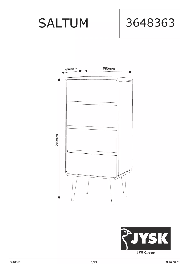 Página 1 del manual Manual de usuario JYSK Saltum (55x120x40)