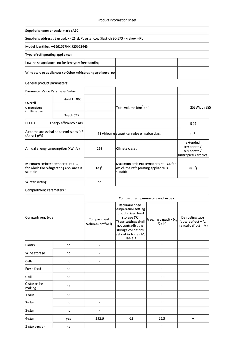 Página nº 1 - Ficha técnica AEG AGE625E7NX