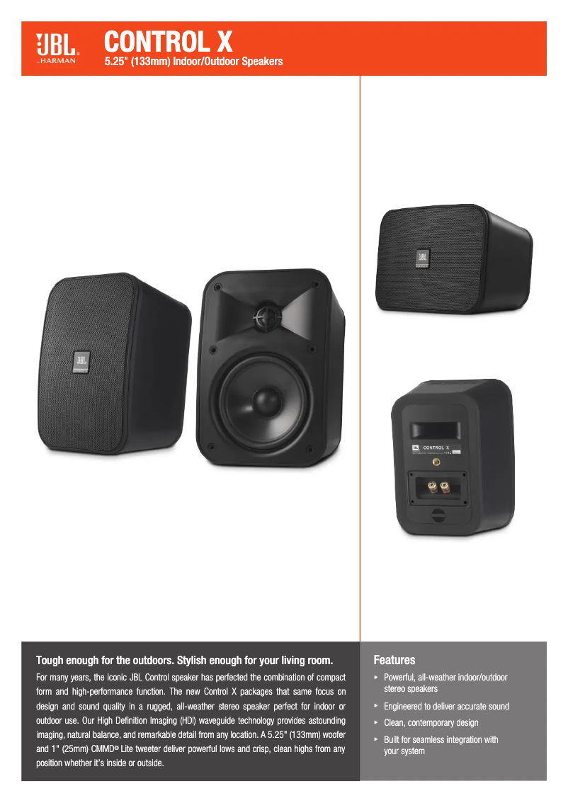 Página 1 del manual Ficha técnica JBL Control X