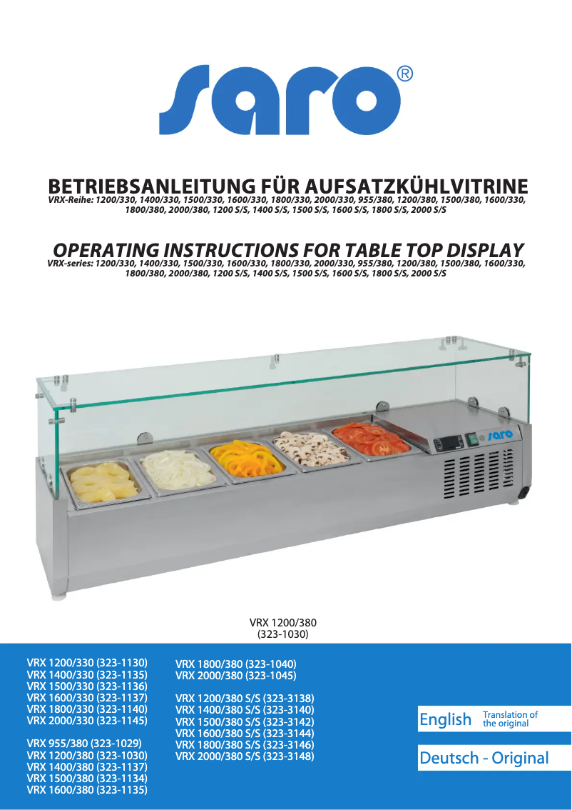 Página nº 1 - Manual de usuario Saro VRX 955 / 380