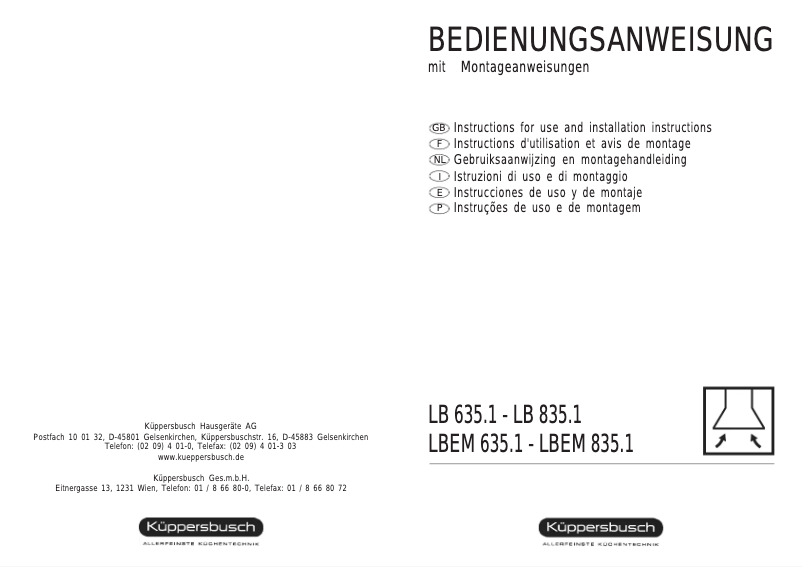 Página 1 del manual Manual de usuario Küppersbusch LB 835.1 E RVS