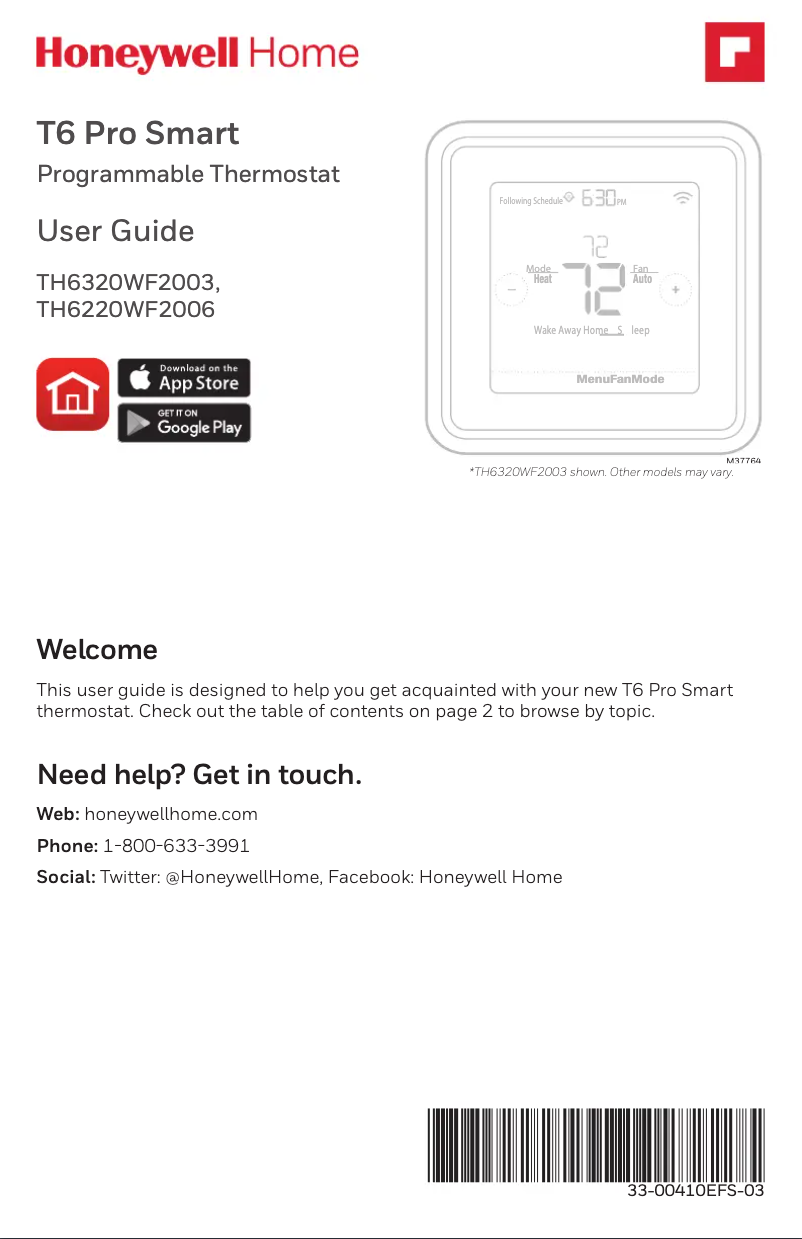 Imagen de la primera página del manual del dispositivo TH6320WF2003/U