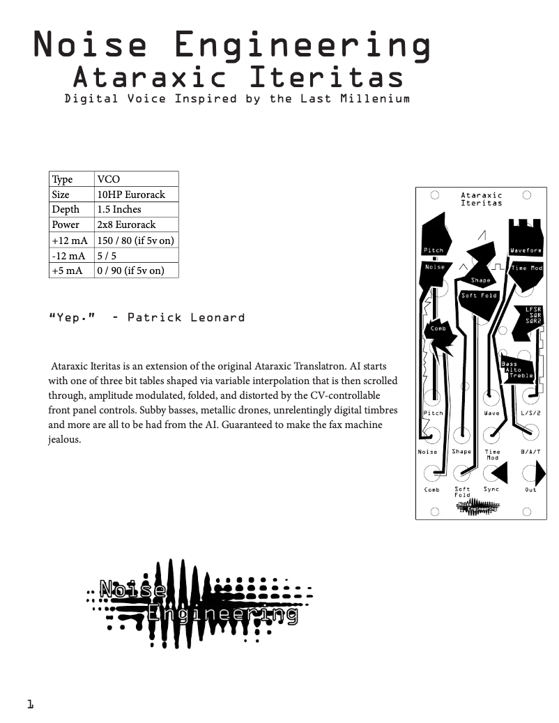 Página 1 del manual Manual de usuario Noise Engineering Ataraxic Iteritas