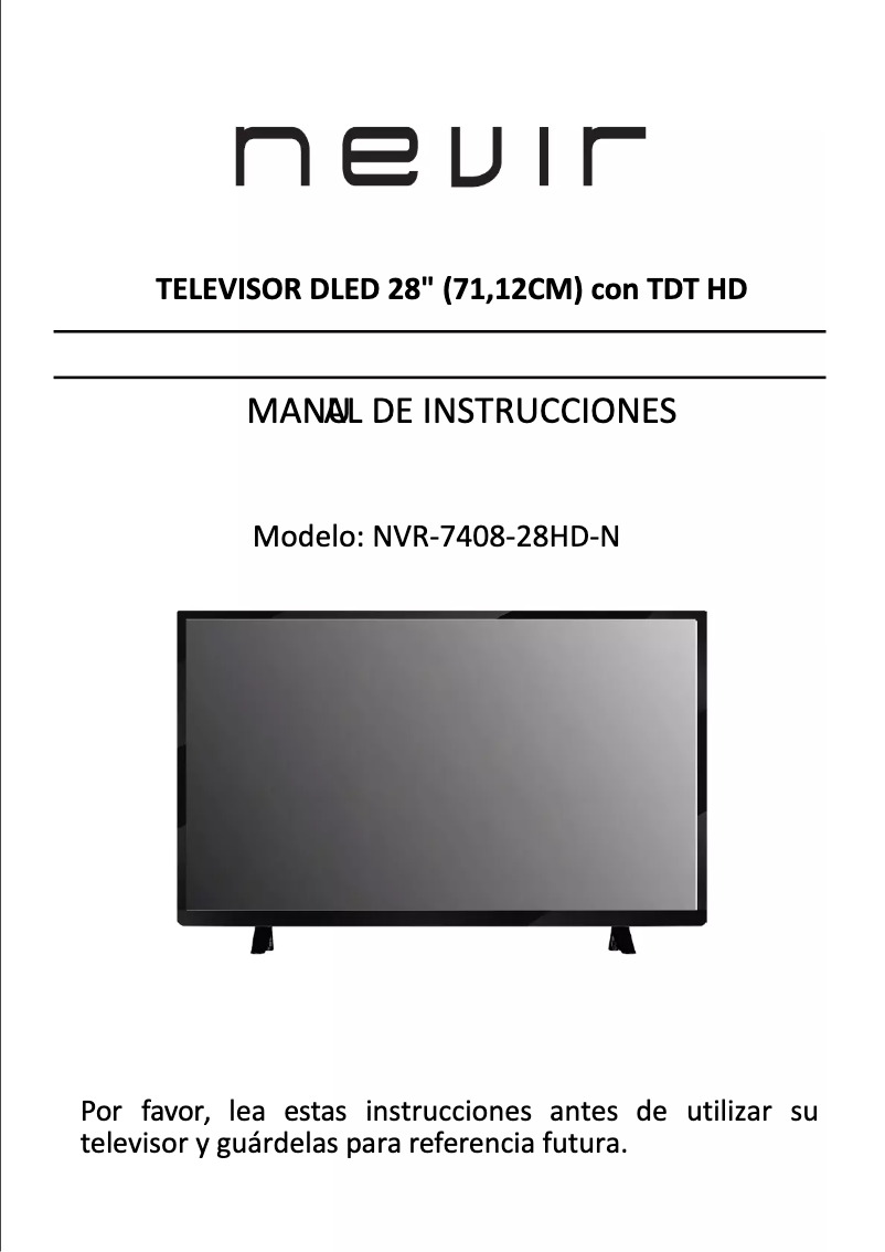 Imagen de la primera página del manual del dispositivo NVR-7408-28HD-N