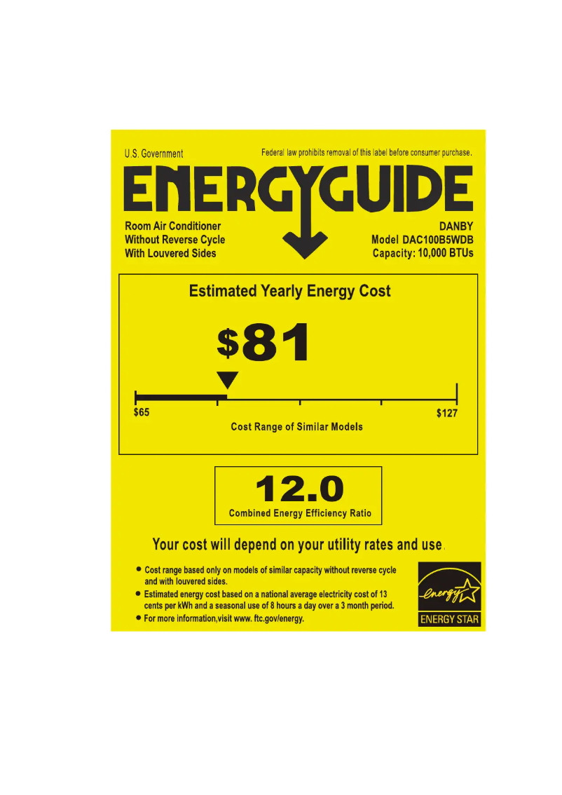 Página 1 del manual Etiqueta energética Danby DAC100B5WDB