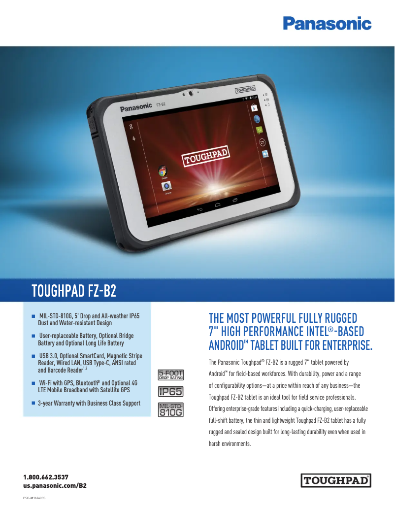 Página 1 del manual Ficha técnica Panasonic Toughpad FZ-B2