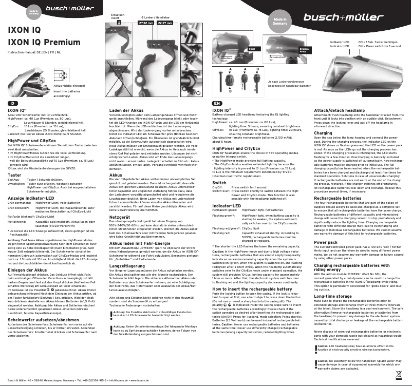 Imagen de la primera página del manual del dispositivo IXON IQ Premium