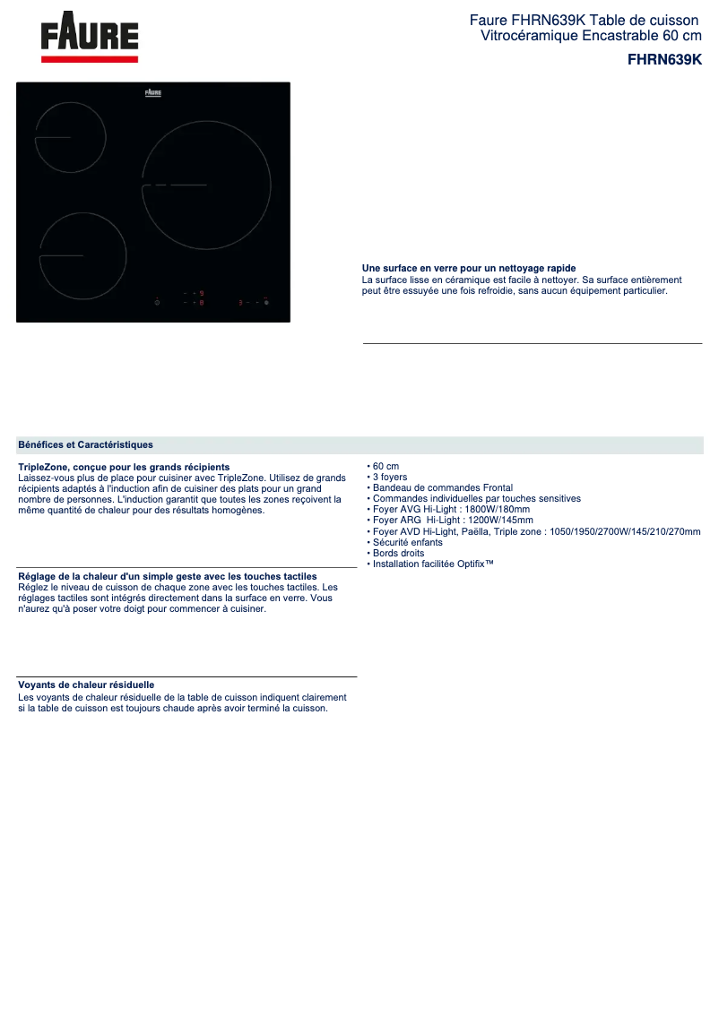 Página nº 1 - Ficha técnica Faure FHRN639K