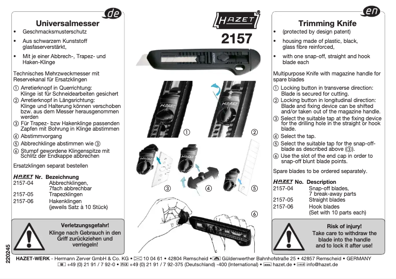 Imagen de la primera página del manual del dispositivo 2157
