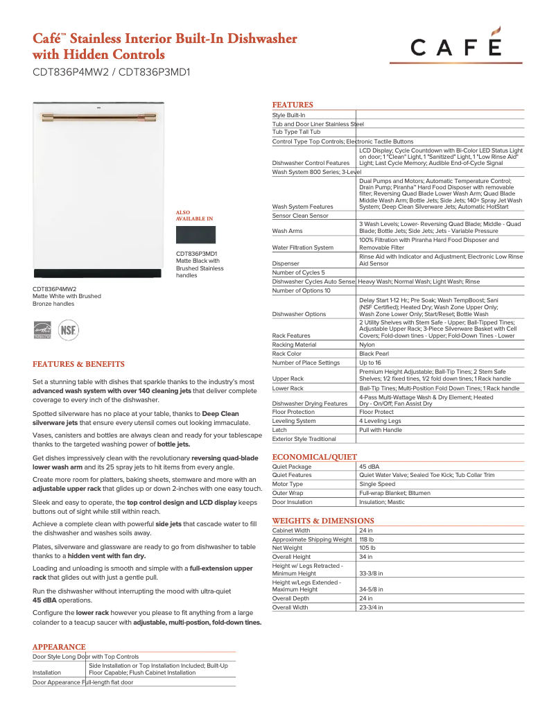 Imagen de la primera página del manual del dispositivo Café CDT836P3MD1