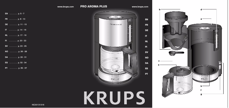 Imagen de la primera página del manual del dispositivo Pro Aroma Plus KM3210