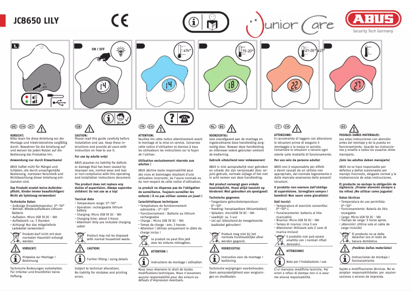 Imagen de la primera página del manual del dispositivo JC8650 LILY