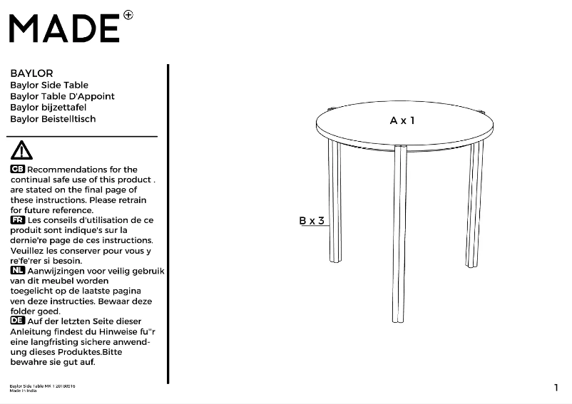 Página 1 del manual Manual de usuario MADE Baylor
