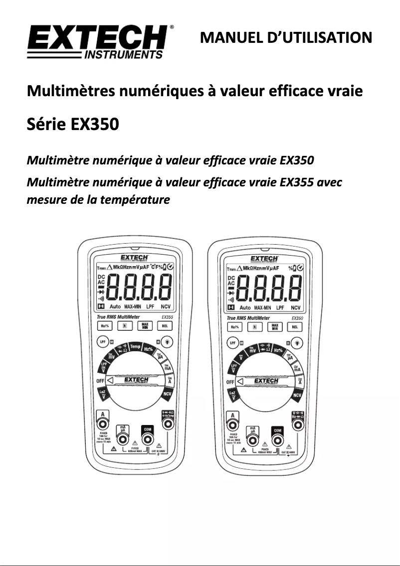 Imagen de la primera página del manual del dispositivo EX350