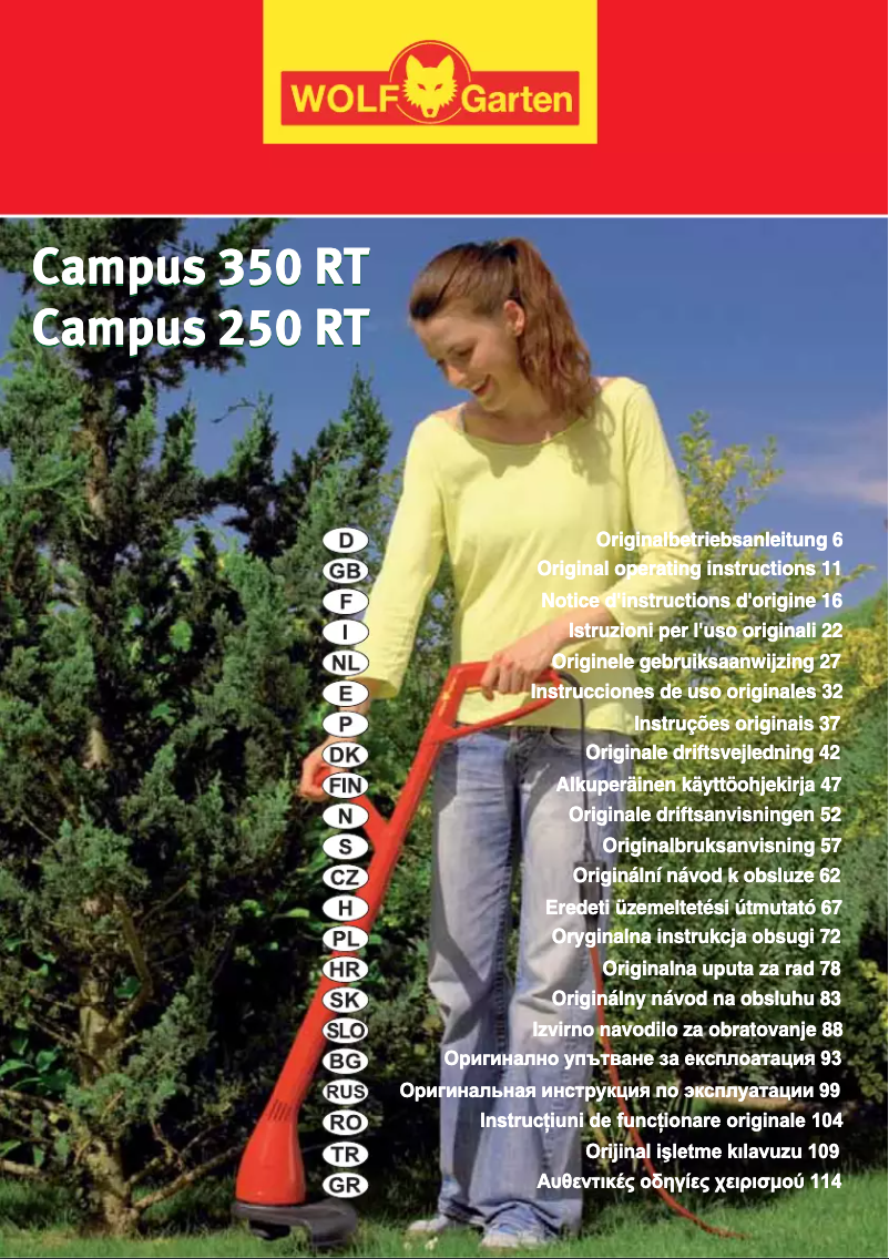 Página 1 del manual Manual de usuario Wolf Garten Campus 250 RT