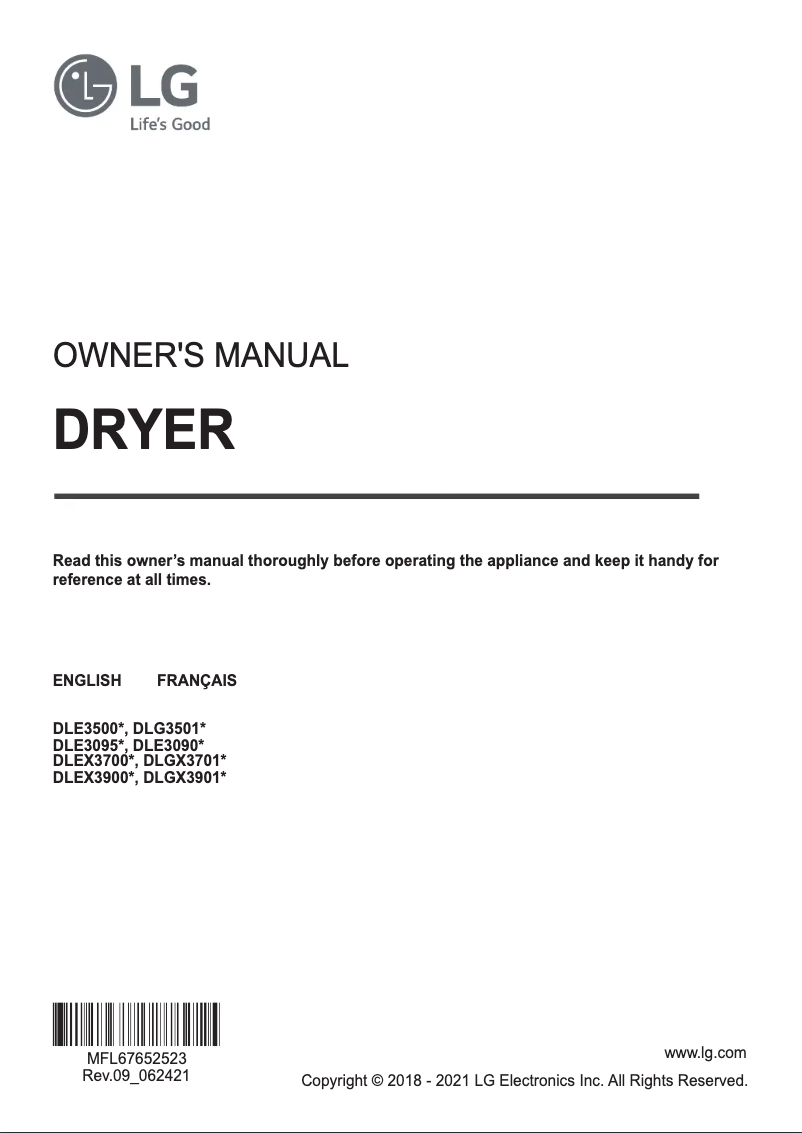 Imagen de la primera página del manual del dispositivo DLE3090W