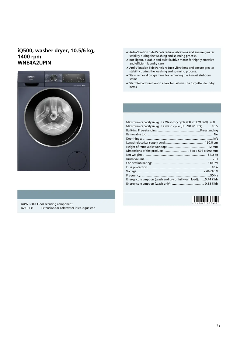 Imagen de la primera página del manual del dispositivo WNE4A2UPIN