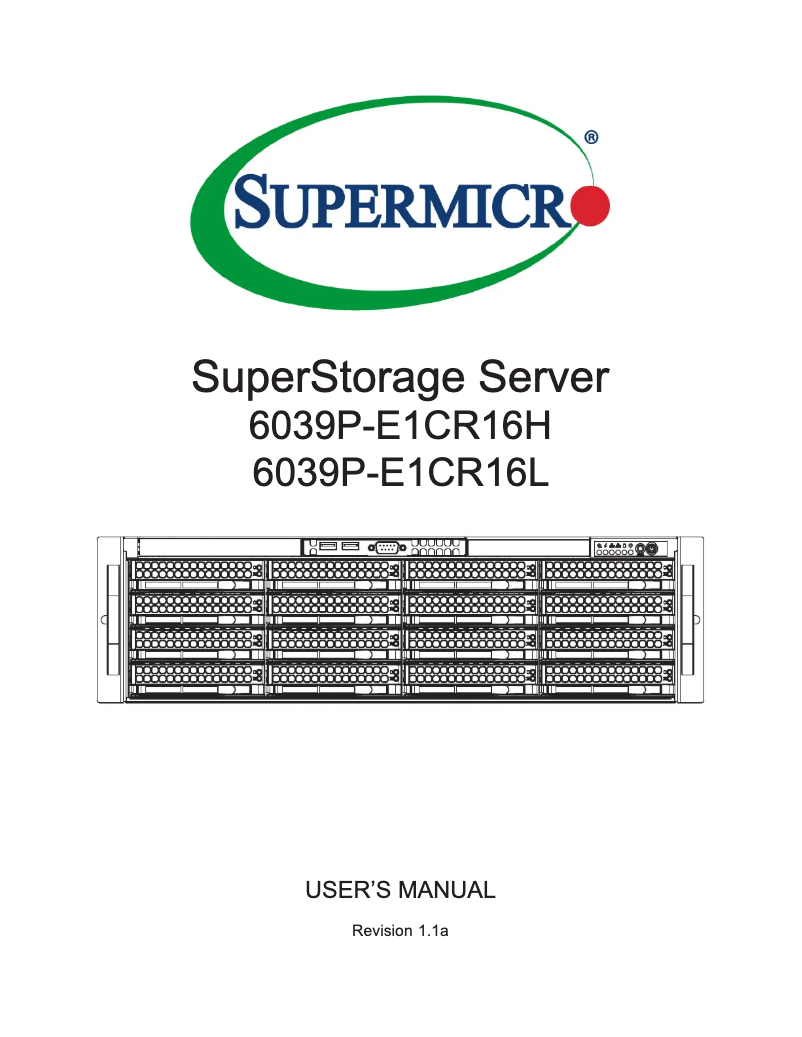 Imagen de la primera página del manual del dispositivo SuperStorage 6039P-E1CR16H
