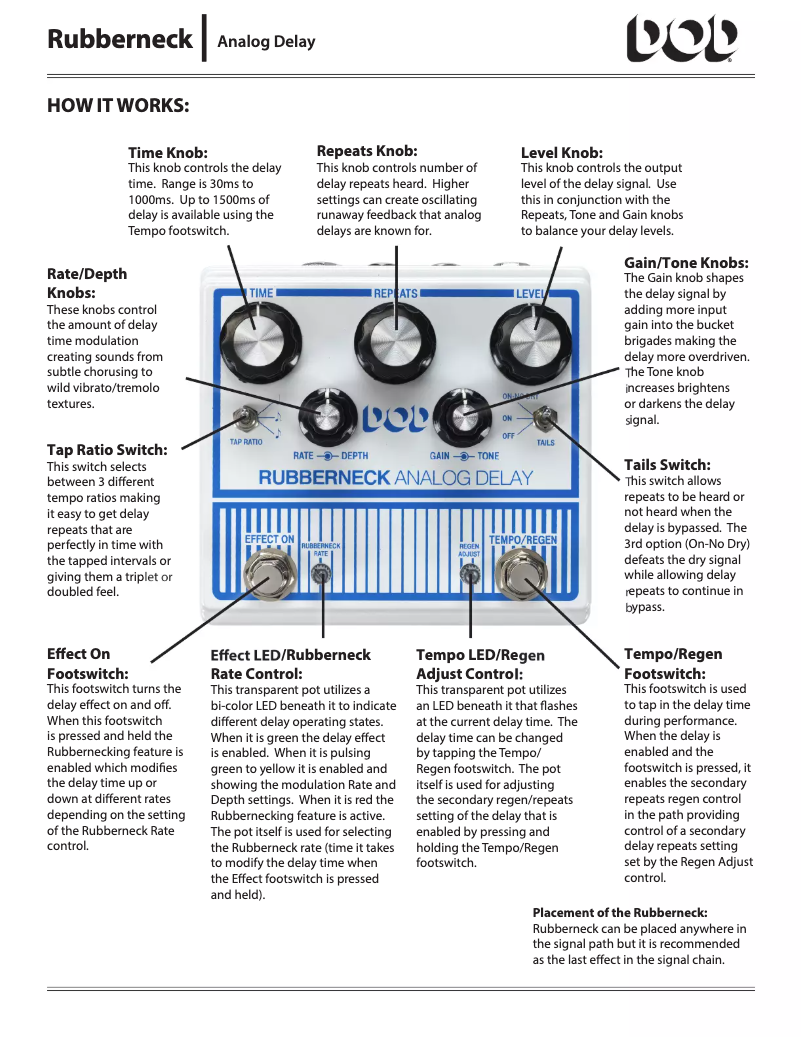 Página 1 del manual Manual de usuario DOD Rubberneck Analogue Delay