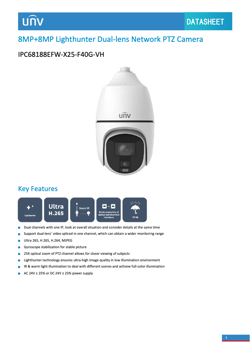 Imagen de la primera página del manual del dispositivo IPC68188EFW-X25-F40G-VH