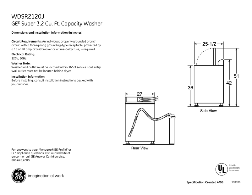 Imagen de la primera página del manual del dispositivo WDSR2120JWW