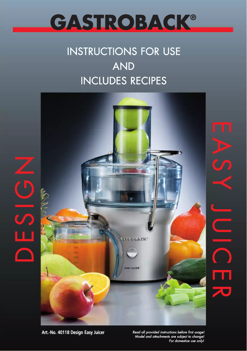 Imagen de la primera página del manual del dispositivo Easy Juicer