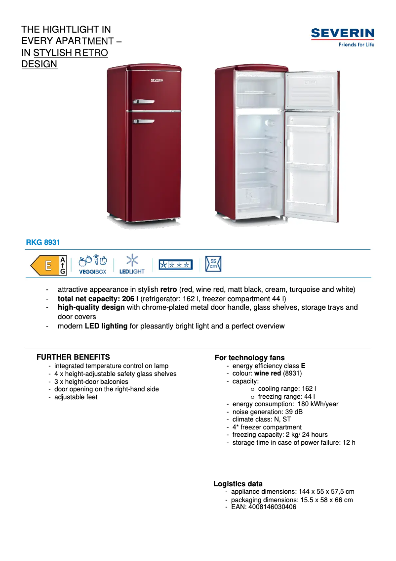 Página 1 del manual Ficha técnica Severin RKG 8931