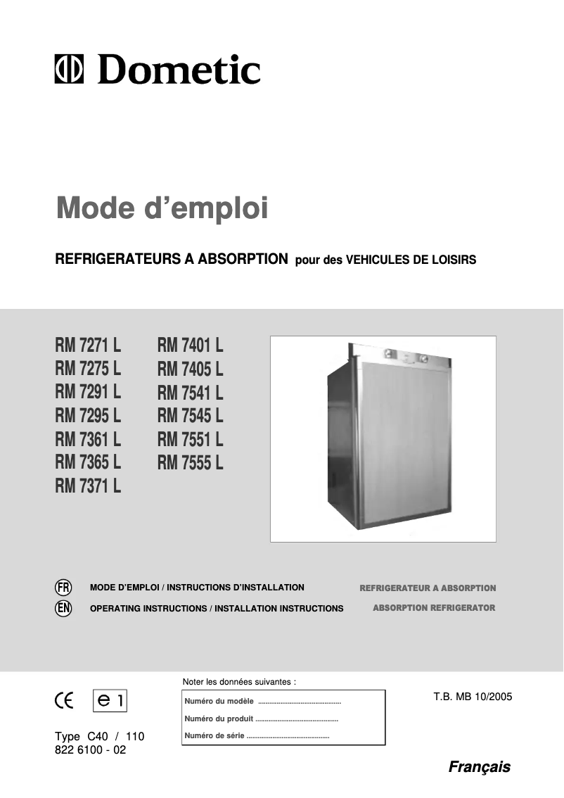 Imagen de la primera página del manual del dispositivo RM 7405 L