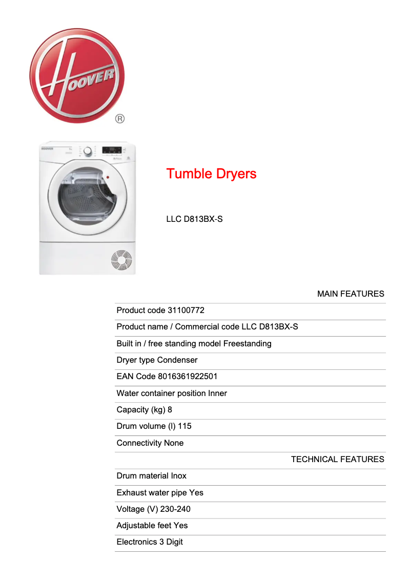 Imagen de la primera página del manual del dispositivo LLC D813BX-S
