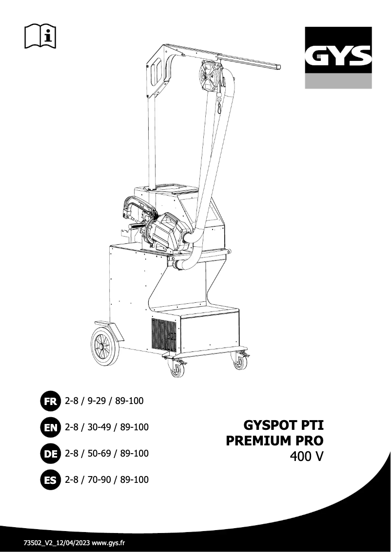 Imagen de la primera página del manual del dispositivo Gyspot PTI Premium PRO 400V