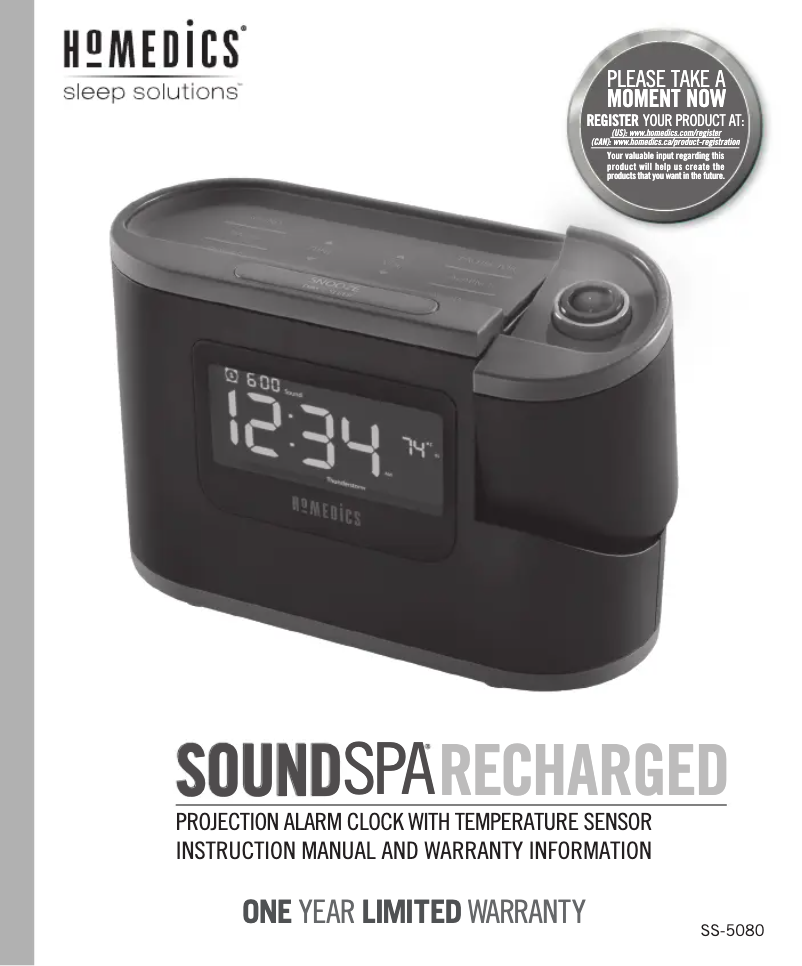 Página 1 del manual Manual de usuario Homedics SoundSpa Recharged SS-5080