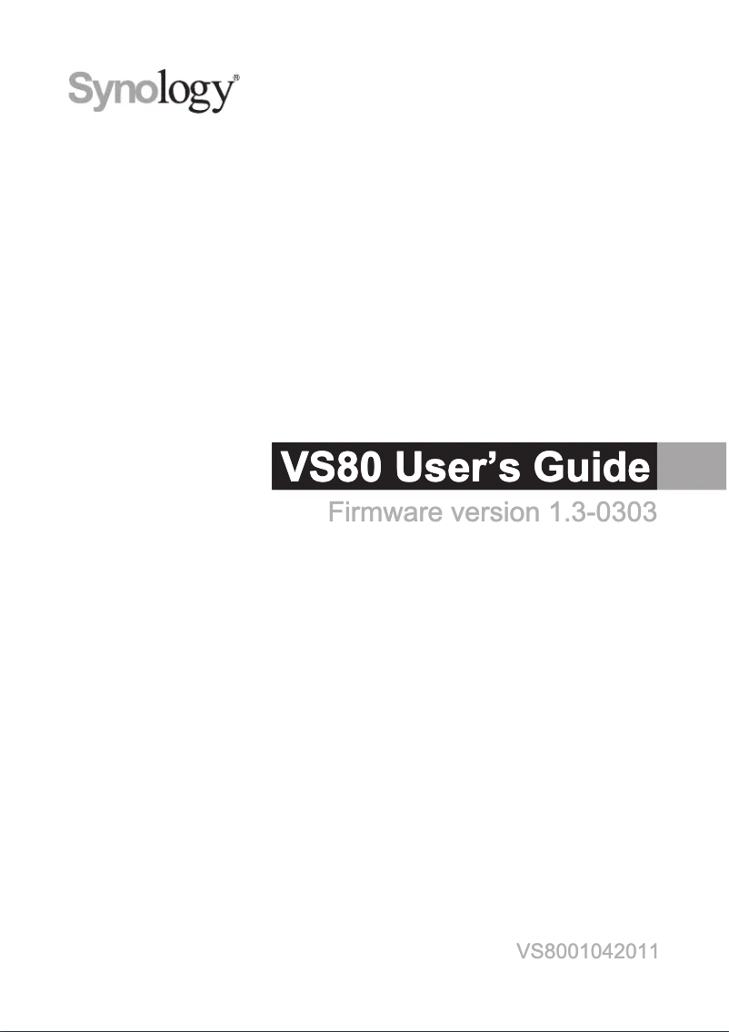 Página 1 del manual Manual de instrucciones Synology VS80