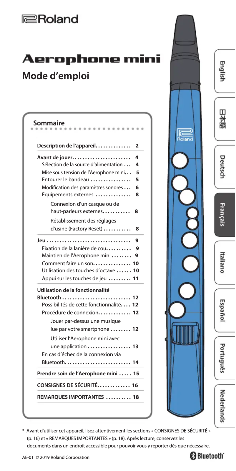 Página nº 1 - Manual de usuario Roland Aerophone mini