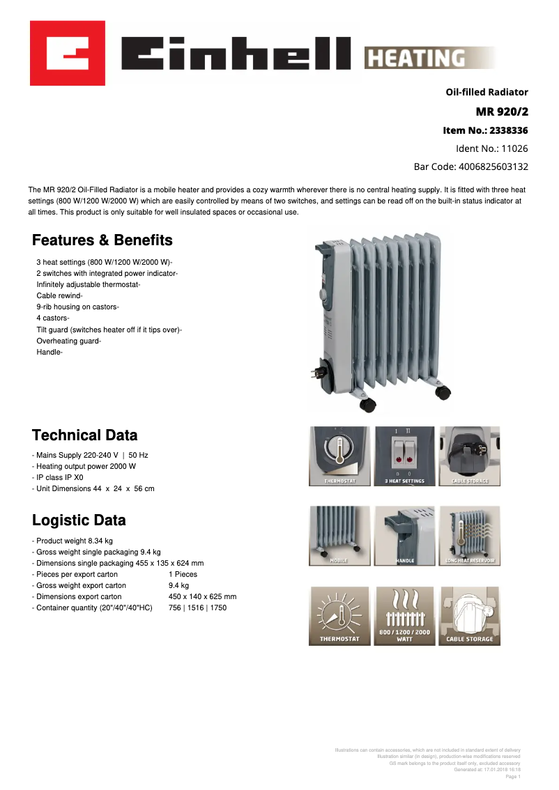 Página nº 1 - Ficha técnica Einhell MR 920/2