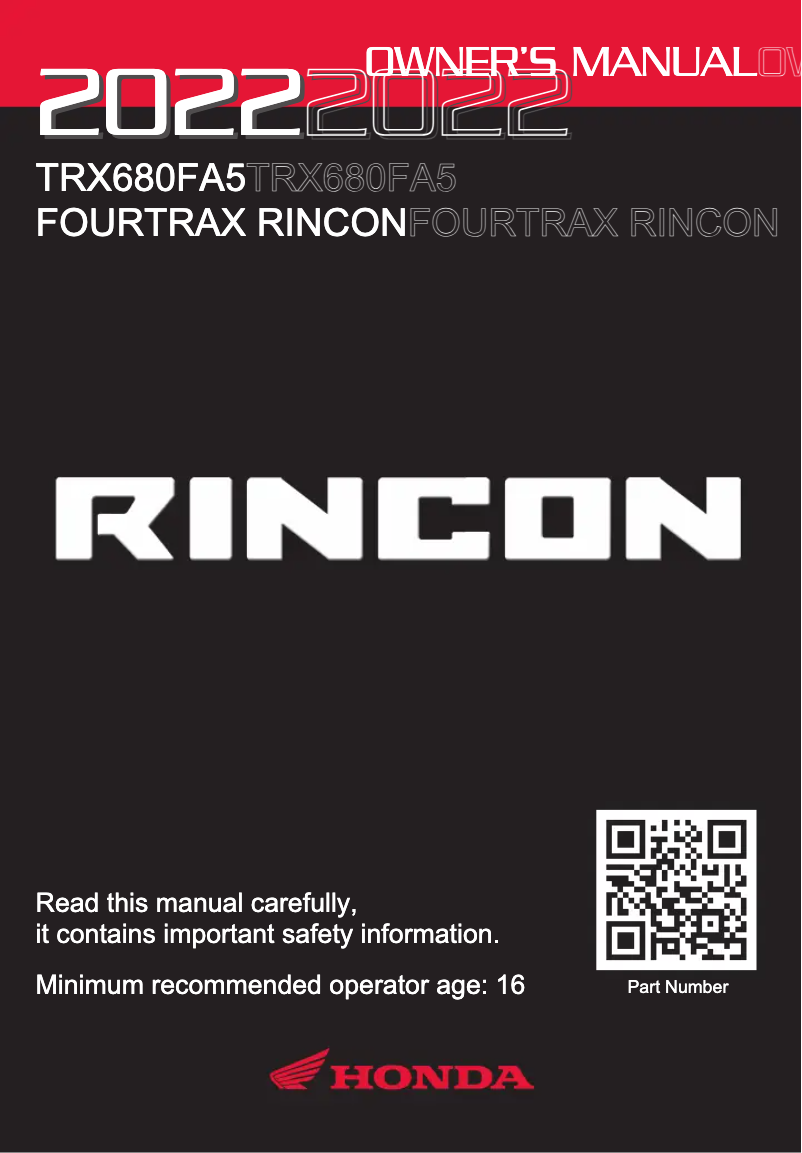 Página 1 del manual Manual de usuario Honda Rincon (2022)